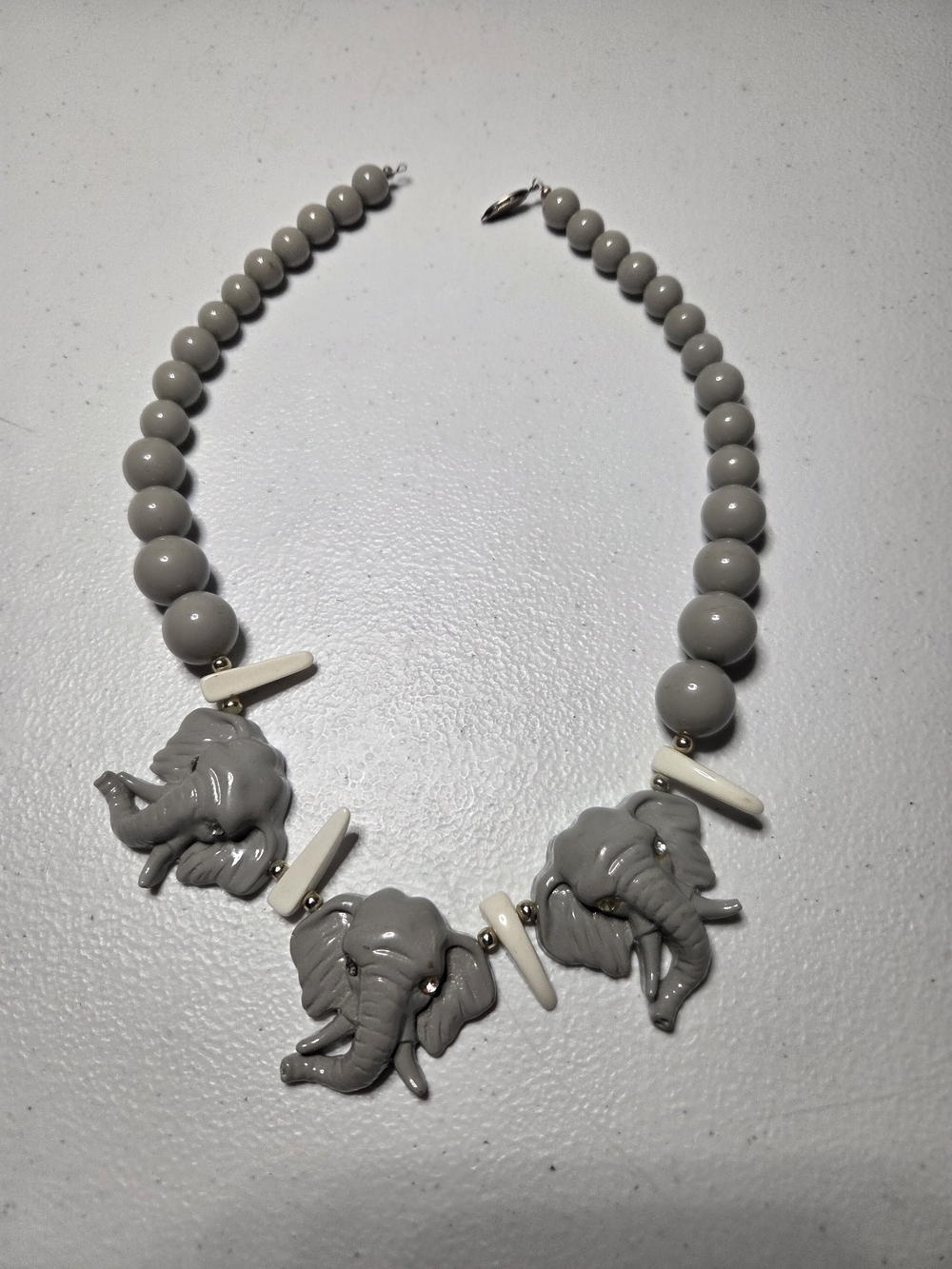 Grey Elephant Statement Necklace